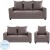 gioteak canberra fabric 3 + 2 + 1 brown sofa set