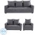 gioteak canberra fabric 3 + 2 + 1 grey sofa set