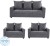 gioteak canberra fabric 3 + 2 + 2 grey sofa set