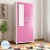 woodness ryan metal 2 door wardrobe(finish color - dual tone pink white, mirror included)