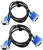 CUDU 2 Pack Male to Male VGA Cable 1.5 Meter, Support PC/Monitor/LCD/LED, Plasma, Projector, TFT. V