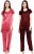 boosah women's solid pink, brown top & pyjama set