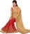 m.s.retail embroidered fashion brasso, chiffon saree(red, beige) DESIGNER AA
