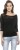 harpa casual 3/4 sleeve solid women black top