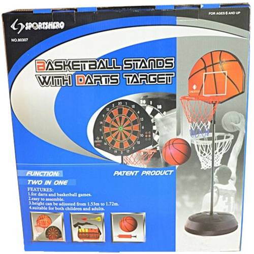 Evana 2 In 1 New Kids Basketball With Dart Target Board Stand