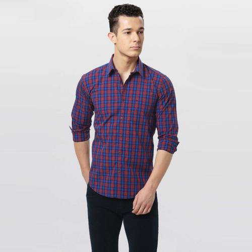 Basics Men Checkered Casual Red Shirt Price In India Buy Basics