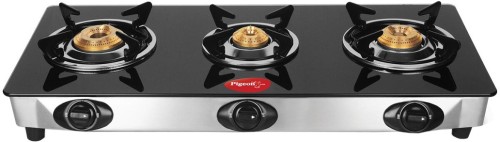 image pigeon 3 burner gas stove with glass top