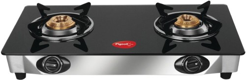 image of 2 burner glass top gas stove under Rs. 2000