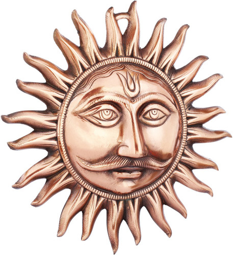 BrassMetal Lord Sun Idol medium size 10.5 Inch Suraj surya Murti Statue Vastu Decorative Showpiece for Wall Décor Room Décor Decorative Showpiece  -  27 cm