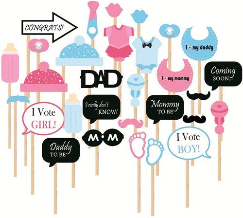 Syga Syga Set Of 30 Babyshower Photo Booth Props Party Mask