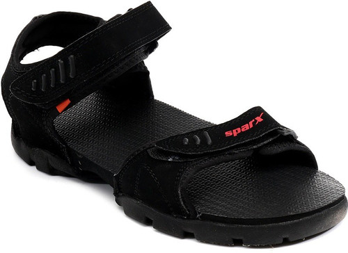 sparx black sandals price
