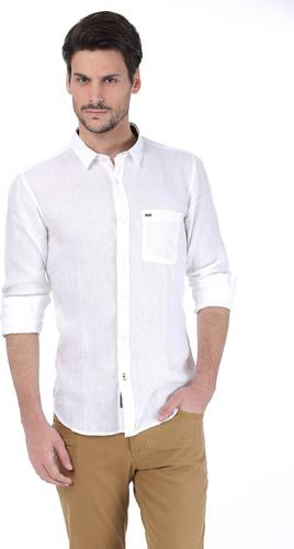 Basics Men S Solid Casual Linen Light Blue Shirt Price In India