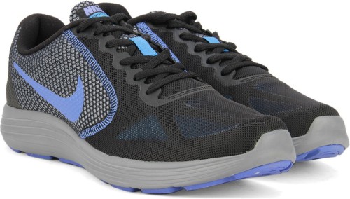 nike revolution 3 mens running shoes black med blue