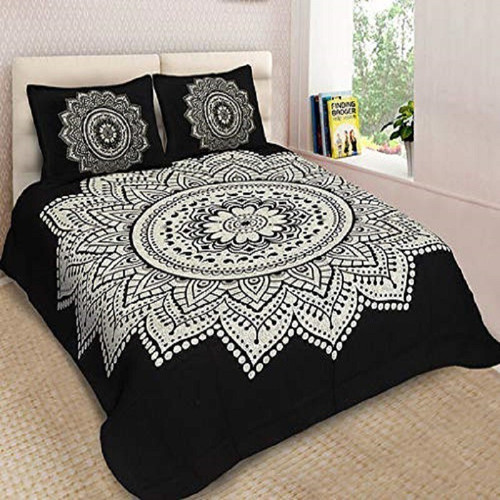Lakshita Enterprises 800 TC Cotton King Printed Flat Bedsheet Pack of 1, Black