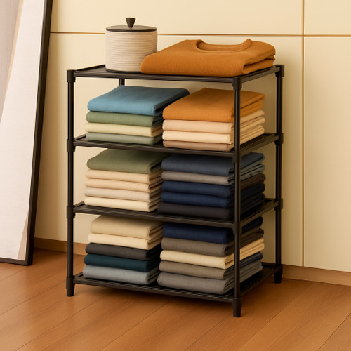 Porchex 1 Door 6 Shelf Fabric PP Metal ,Office , Badroom,Kids rooms,Storage rooms Carbon Steel Collapsible Wardrobe