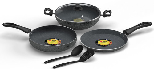 IMPEX Nonstick Granite Festival GiftMFKT 5 Layer Super Granite Induction Bottom Non-Stick Coated Cookware Set Aluminium, 6 - Piece