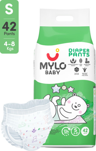 MYLO Baby Diaper Pants | Super Absorbent with Aloe Vera | Leak Proof | Anti Rash - S