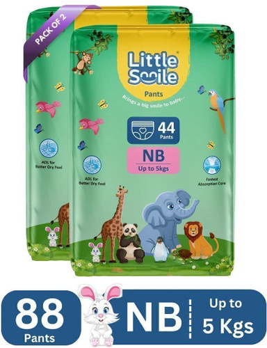 Little Smile Better Dry Feel Baby Diaper Pants | Pack of 2 - New Born