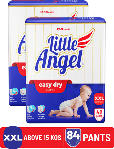 Little Angel Easy Dry Diaper Pants with 12 hrs absorption 42 Count/Pack,Pack of 2,above 15Kgs - XXL