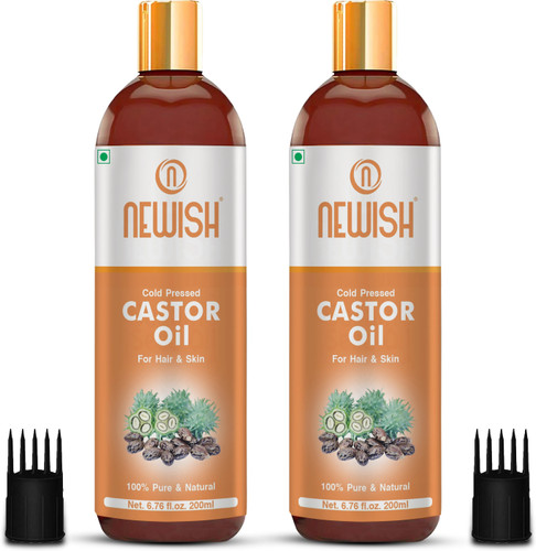 NEWISH Naturals Cold-Pressed 100% Pure Castor Oil Eyebrows,Hair Skin Oil (400 ml) Hair Oil Combo Hair Oil