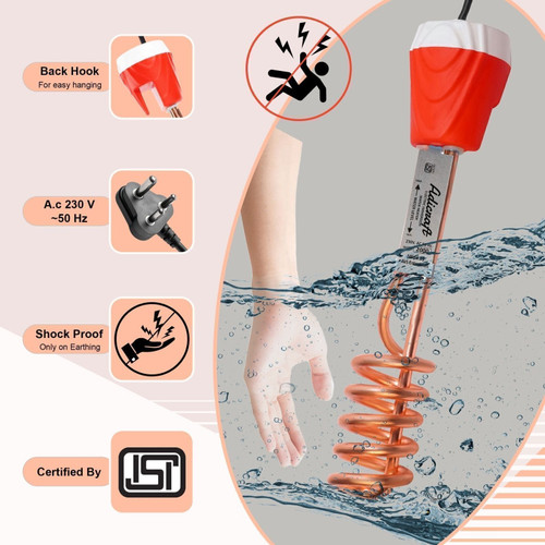 Zlymo Immersion Rod | ADI-562 | 100% Water Proof | ISI Certified | Water Heater Rod | 2000 W Immersion Heater Rod