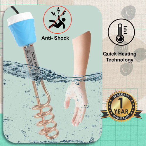 POCKESTER Immersion Rod Copper Blue 2000 W Shock Proof Immersion Heater Rod