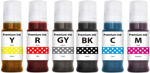 GREENBERRI G570 / G670 Printer - (70gm x Bk/C/M/Y/R/GY) Black + Tri Color Combo Pack Ink Bottle