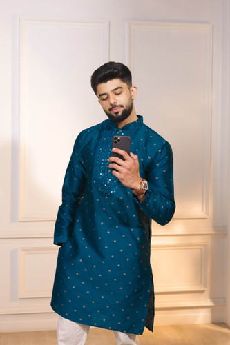 Koshin Embellished, Embroidered Jacquard Straight Kurta for Men (...more