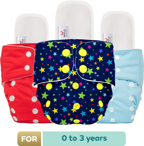 MYLO Baby Leak-Proof Baby Cloth Diaper | Reusable, Washable & Adjustable, 3M-3Y