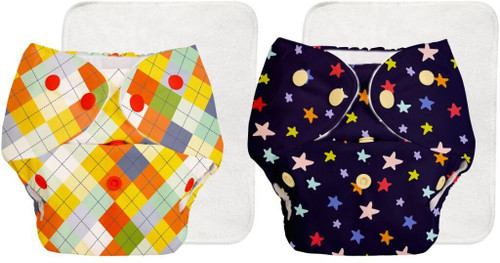 Superbottoms Pack of 2 BASIC Reusable Cloth Diapers | Adjustable, Washable |3M-3Y