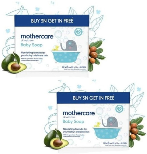 Mothercare All We Know Baby Soap (Goodness of Shea Butter, Milk & Avocado extracts) (Pack of 8)
