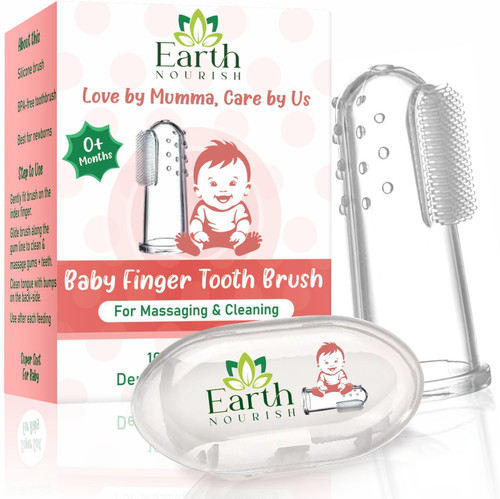 Earth Nourish Silicone Baby Finger Toothbrush-BPA-Free, Soft for Gentle Gum Massage & Cleaning Ultra Soft Toothbrush