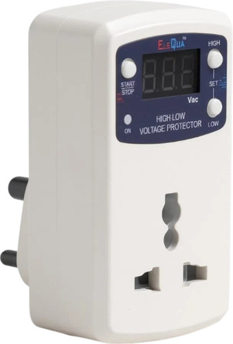 ELEQUA 6 Ampere Digital High, Low Voltage Cutoff/Protector(Adjustable setting) Plug Socket & Surge Protector Up To 4000 Volt ,Model:-HLVP6