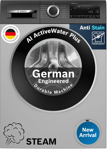 BOSCH 9 kg Fully Automatic Front Load Washing Machine with In-built Heater Silver