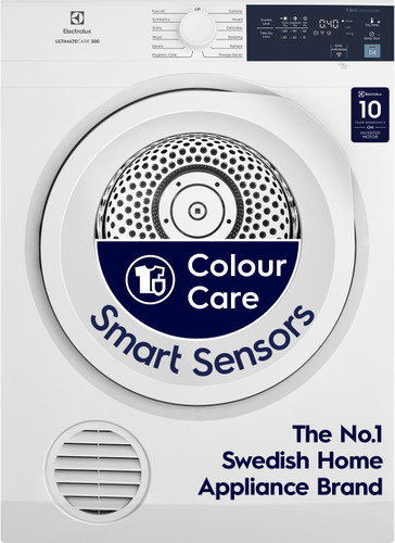 Electrolux 7.5 kg Smart Sensors, Colour Care,Venting Dryer with Reverse Tumbling, White,UltimateCare 300, Dryer White