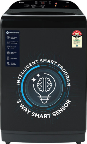 MOTOROLA 9 kg 5 Star, Intelligent Smart Programs Fully Automatic Top Load Washing Machine Grey, Black