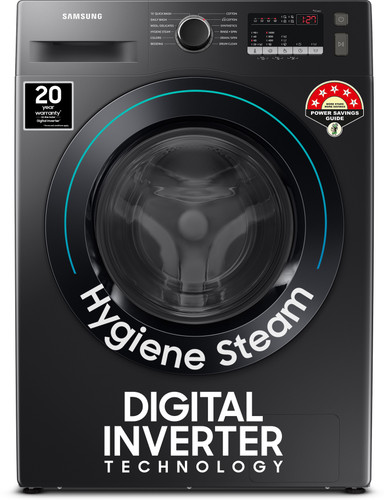 Samsung 9 kg 5 Star, Hygiene Steam Fully Automatic Front Load Washing Machine with In-built Heater Black