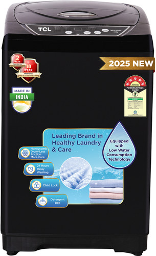 TCL 7 kg 5 Star with 10 Wash Program and Detergent Dispenser, Child Lock with Magic Filter Fully Automatic Top Load Washing Machine Black