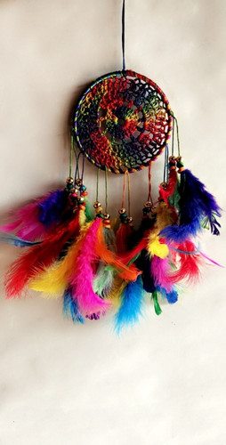 DHRUVTAR Car hanging Dream Catcher Wall Hanging for Bedrooms Office Balcony Outdoors Feather, Steel Windchime