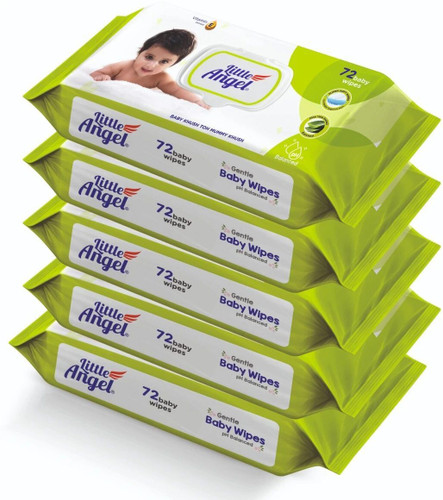 Little Angel Super Soft Baby Wipes with Aloe Vera Extract, Lid pack