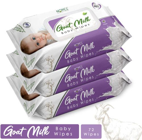 NOVEL Goat Milk Baby Wipes 72's Sheet Pack Of 3