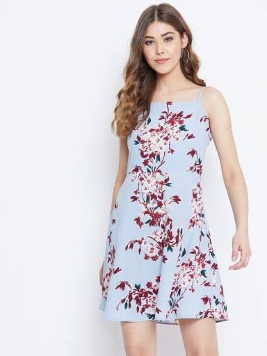 Berrylush Women Fit and Flare Blue Dress - Buy Berrylush Women Fit and Flare Blue Dress Online at Best Prices in India | Flipkart.com