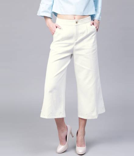 SASSAFRAS Relaxed Women White Trousers - Buy SASSAFRAS Relaxed Women White Trousers Online at Best Prices in India | Flipkart.com