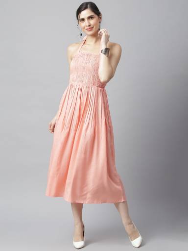 METRO-FASHION Women Fit and Flare Pink Dress - Buy METRO-FASHION Women Fit and Flare Pink Dress Online at Best Prices in India | Flipkart.com