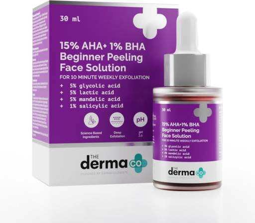 The Derma Co 15% AHA + 1% BHA Beginner Face Peeling Solution for 10-Minute Weekly Exfoliation: Buy The Derma Co 15% AHA + 1% BHA Beginner Face Peeling Solution for 10-Minute Weekly Exfoliation at Low Price in India | Flipkart.com