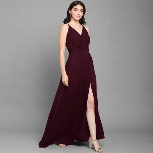 Sheetal Associates Women Fit and Flare Maroon Dress - Buy Sheetal Associates Women Fit and Flare Maroon Dress Online at Best Prices in India | Flipkart.com