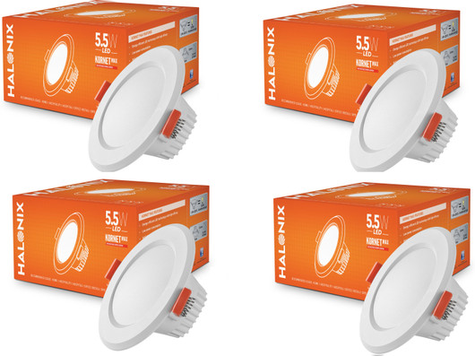 HALONIX Kornet Max 5.5W Downlighter white 75mm Cut out Pack 4 Ceiling Light Ceiling Lamp (White)