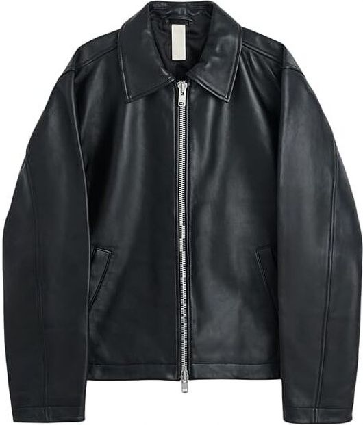 NOURIQUE Men Solid Leather Jacket - Image 6