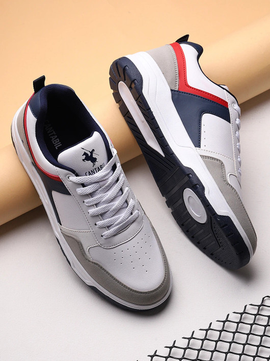CANTABIL Casual Sneakers Shoes for Men | Lightweight & Comfortable with Cushioned Insole Sneakers For Men (White , 8)