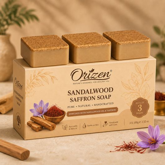 ORIZEN Saffron & Sandalwood Ayurvedic Bath Soap | Handmade Natural Skin Care Soap (3 x 100 g) - Image 7